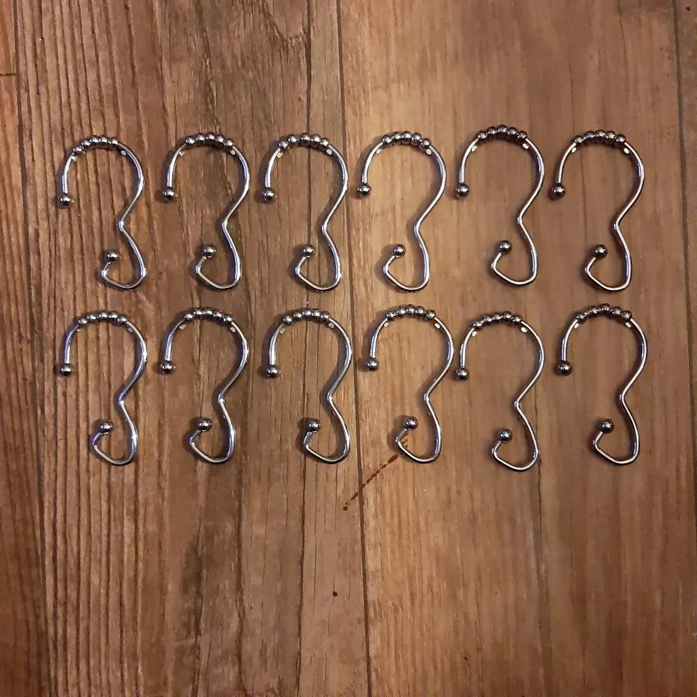 HEAVY DUTY SHOWER CURTAIN HOOKS SET OF 12